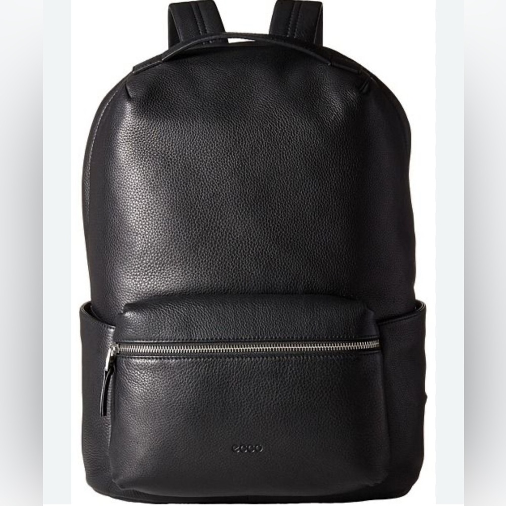 Excellent Condition Ecco Gordon Men’s Black Pebbled Leather Backpack.